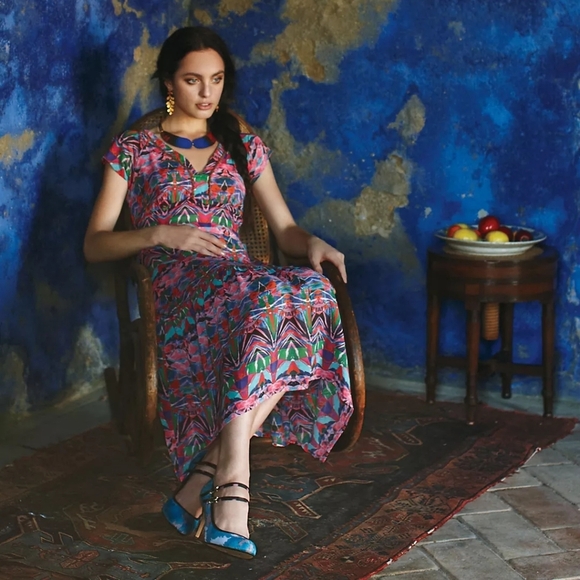 Anthropologie Vanessa Virginia Mural Maxi Dress 6 - Picture 1 of 8